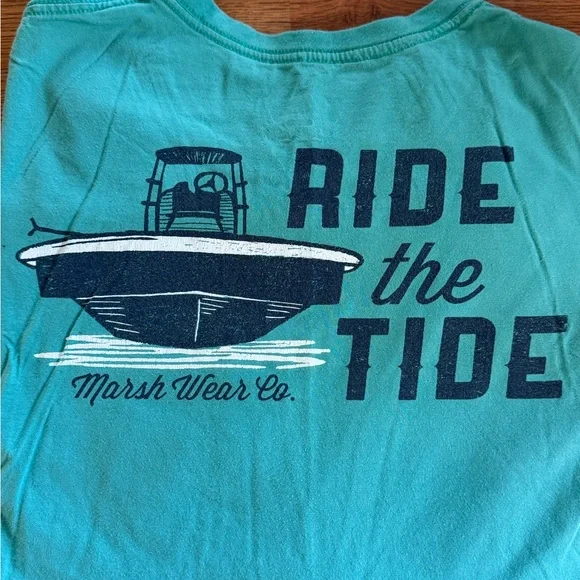 Marsh Wear Teal Longsleeve t-shirt, size large. Ride the Tide - Picture 2 of 4